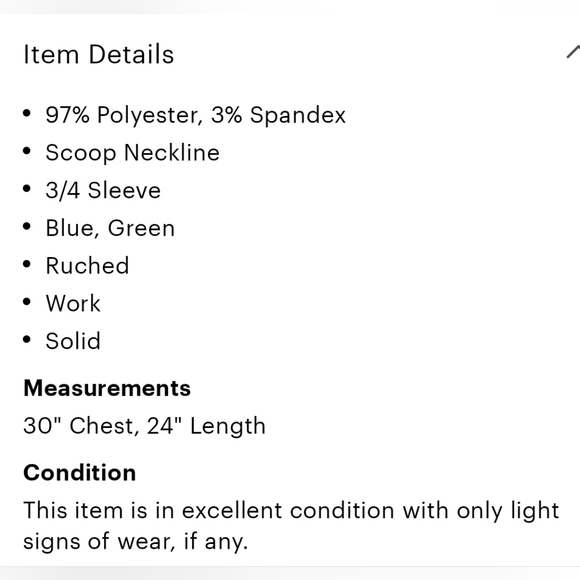 Kaari Blue 3/4 sleeve green blouse - Picture 5 of 5